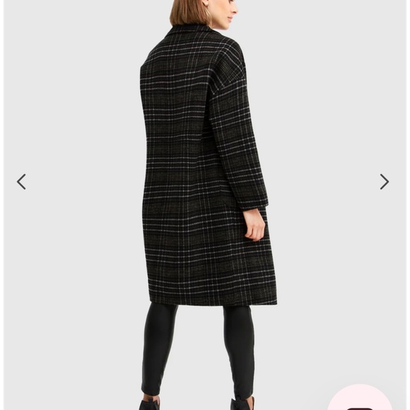 Belle&Bloom Publisher Double-Breasted Wool Blend Coat - Black Plaid size L - Picture 3 of 7